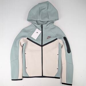 Nike Youth XS Tech Fleece Full Zip Hoodie - Sage/Cream/Black